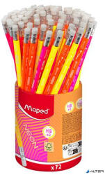 Maped Grafitceruza radírral, ceruzatartó, HB, háromszögletű, MAPED 'Black'Peps Neon', vegyes színek (853789FC)