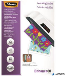 Fellowes Meleglamináló fólia, 80 mikron, A3, fényes, öntapadó, 100 db, FELLOWES (5302302) - alter