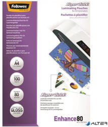 Fellowes Meleglamináló fólia, 80 mikron, A4, SuperQuick, fényes, 100 db, FELLOWES (5440001) - alter