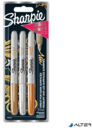 Sharpie Alkoholos marker készlet, 1, 4 mm, kúpos, SHARPIE "Metallic", 3 különböző szín (NSH1986006) - alter