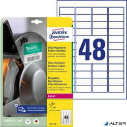 Avery Zweckform Etikett, univerzális, 45, 7x21, 2 mm, extra erős, polietilén, AVERY ZWECKFORM, 480 etikett/csomag (L7911-10) - alter