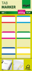 SIGEL Jelölőcímke, megerősített, fehér szélű, 25x38 mm, 6x10 db, SIGEL, vegyes színek (HN201) - alter