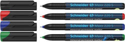 Schneider Alkoholos marker készlet, OHP, 0, 4 mm, SCHNEIDER "Maxx 220 S", 4 különböző szín (112494)