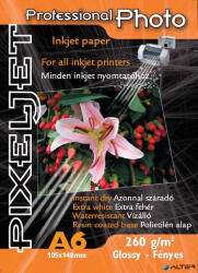 PIXELJET Tintasugaras fotópapír Professional Photo, fényes, , 260g, A6 105x148 mm, 50 lap (Pro Photo 260/50 F)