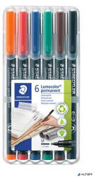 STAEDTLER Alkoholos marker készlet, OHP, 1 mm, STAEDTLER 'Lumocolor® 317 M', 6 különböző szín (317 WP6)