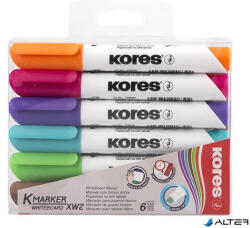 Kores Tábla- és flipchart marker készlet, 3-5 mm, vágott, KORES 'K-Marker XW2', 6 különböző szín (20803)