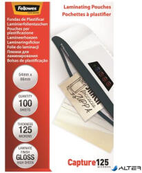 Fellowes Meleglamináló fólia, 125 mikron, 54x86 mm, fényes, 100 db, FELLOWES (5306302) - alter
