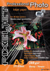 PIXELJET Tintasugaras fotópapír Professional Photo, fényes, , 260g, A3 297x420 mm, 25 lap (Pro Photo 260/25 F)
