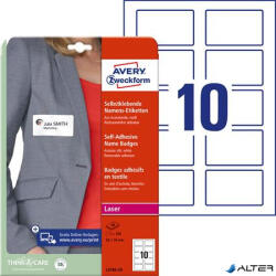 Avery-Zweckform Etikett, eltávolítható, kerekített sarkú, 80x50 mm, textilhez, AVERY ZWECKFORM, 200 etikett/csomag