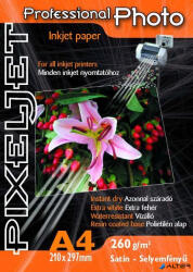PIXELJET Tintasugaras fotópapír Professional Photo, szatin, , 260g, A4 210x297 mm, 20 lap (Pro Photo 260/20 S)
