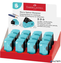Faber-Castell Hegyező display, kétlyukú, tartályos, balkezes, FABER-CASTELL 'Sleeve', türkíz (182770)