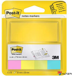 3M Jelölőcímke, papír, 4x50 lap, 20x38 mm, 3M POSTIT, neon vegyes (7100191579) - alter