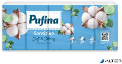 PUFINA Papír zsebkendő, 3 rétegű, 10x10 db, PUFINA "Sensitive (PP20833)