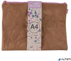 APLI Rendszerező tasak, cipzáras, bőrhatású textúra, műanyag, A4, APLI 'Kraft', vegyes színű cipzár (19158)