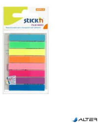 STICK N Jelölőcímke, műanyag, 8x20 lap, 45x8mm, STICK N, neon színek (21401) - alter