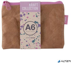 APLI Rendszerező tasak, cipzáras, bőrhatású textúra, műanyag, A6, APLI "Kraft", vegyes színű cipzár (19155) - alter