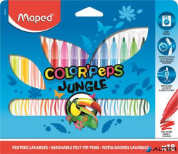 Maped Filctoll készlet, 2, 8 mm, kimosható, MAPED "Color'Peps Jungle", 18 különböző szín (845421)