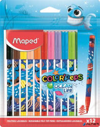 Maped Filctoll készlet, 2 mm, kimosható, MAPED 'Color'Peps Ocean Life', 12 különböző szín (845701)