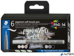 STAEDTLER Ecsetirón készlet, STAEDTLER "Pigment 372", 6 különböző fekete és szürke árnyalat (372 C6) - alter