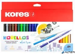 Kores Filctoll készlet, kimosható, KORES 'Korellos', 24 különböző szín (29014)