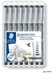 STAEDTLER Tusfilc készlet, 8 különböző vonalvastagság, STAEDTLER "Pigment liner 308", fekete (308 SB8) - alter