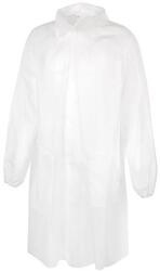  Látogató köpeny, egyszer használatos, polipropilén, tépőzáras, M méret, fehér (ME974) - webpapir