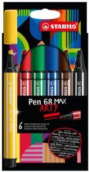 STABILO Filctoll készlet, 1-5 mm, vágott hegy, STABILO "Pen 68 MAX", 6 különböző szín (TST7680621)