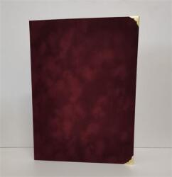  Oklevéltartó, A4, exkluzív, plüss, 4 fém sarokkal, bordó (ISKE185) - webpapir