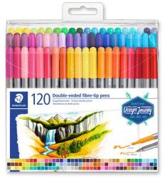 STAEDTLER Filctoll készlet, 0, 8/3, 0 mm, kétvégű, STAEDTLER® "3200", 120 különböző szín (TS3200TB120) - webpapir
