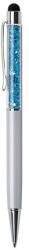 Art Crystella Golyóstoll, krémfehér, felül aquakék SWAROVSKI® kristályokkal töltve, TOUCH, 14 cm, ART CRYSTELLA® (TSWG117) - webpapir
