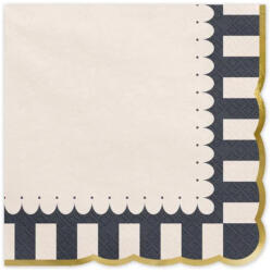  Fekete-fehér fodros szalvéta 12 db - partyzunk