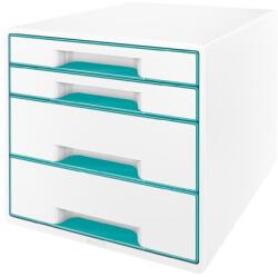Leitz Irattároló, műanyag, 4 fiókos, LEITZ "Wow Cube", fehér/jégkék (E52131051)