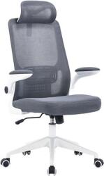  Irodai forgószék, szürke hálós háttámla, szürke szövetborítás, fehér műanyag váz és lábkererszt, "Mulberry (BBSZV439)