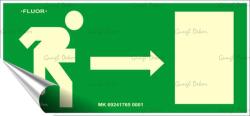  Információs matrica, 25x11, 5 cm, fluoreszkáló, utánvilágítós, "Menekülési irány jobbra (LUIN063) - webpapir