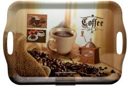  Tálca, szögletes, műanyag, kávéház mintás, 35, 5x25, 5 cm (KHKE252) - webpapir