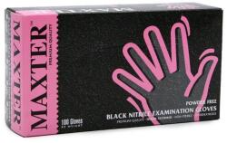  Védőkesztyű, egyszer használatos, nitril, L méret, 100 db, púder nélküli, fekete (MER026)