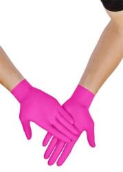 Védőkesztyű, egyszer használatos, nitril, M méret, 100 db, púder nélküli, magenta (MED250) - webpapir