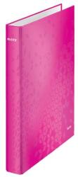 Leitz Gyűrűs könyv, 4 gyűrű, D alakú, 40 mm, A4 Maxi, karton, LEITZ "Wow", rózsaszín (E42420023) - webpapir