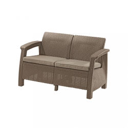 Keter Canapea Corfu, culoare cappuccino, cu pernă nisip (227644)
