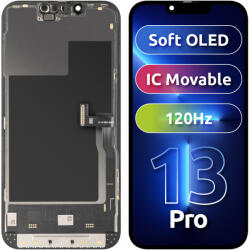 MP Display cu Touchscreen MP compatibil cu Apple iPhone 13 Pro, cu Rama, Versiune Soft OLED FHD 120Hz IC Movable, Negru - gsmnet