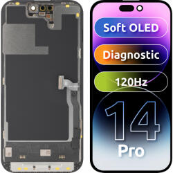 MP Display cu Touchscreen MP compatibil cu Apple iPhone 14 Pro, cu Rama, Versiune Soft OLED FHD 120Hz Diagnostic, Negru - gsmnet