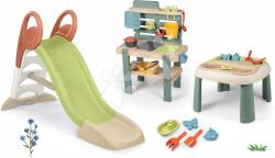 Smoby Set tobogan cu joc de apă și bucătărie pentru grădinari KS Slide Life Smoby lungimea suprafeței de aluncare 150 cm și masă pentru apă și nisip cu capac (SM820510-16)