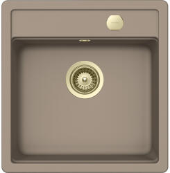 SCHOCK Schock Mono N-100S konyhai mosogatótálca 490 x 510 mm Cristadur Twilight, taupe szürke és szűrőkosár, távműködtető gomb, túlfolyó takaró White Gold (SETMN100STWPVWGO)