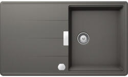 SCHOCK Schock Tia D-100 konyhai mosogatótálca, gránit kompozit, Cristadur Silverstone, sötétszürke, 860 x 500 mm, munkalapra építhető, lefolyó távműködtetővel (TIAD100SILVSA)