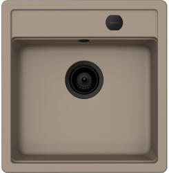 SCHOCK Schock Mono N-100S konyhai mosogatótálca 490 x 510 mm Cristadur Twilight, taupe szürke és szűrőkosár, távműködtető gomb, túlfolyó takaró Puro (SETMN100STWPVPUR)