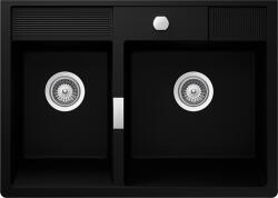 SCHOCK Schock Kallio M-175 konyhai mosogatótálca Cristadur Green Line Night 898 x 630 mm lefolyó távműködtetővel, gránit kompozit, modul beépítés, éjfekete (KALM175NIGHSA)