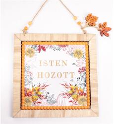  IRIS fa kopogtató tábla, "isten hozott" felirat, őszi színek 22 x 22cm (065837)