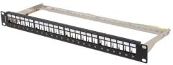Lanberg Üres patch panel 24 port 1U 19" FTP, árnyékolt, tehermentesítővel, fekete PPKS-0924-B (PPKS-0924-B)