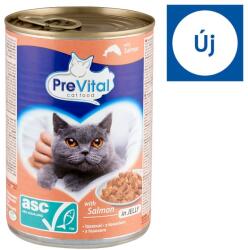 PreVital nedves macskaeledel, macskatáp felnőtt macskáknak ASC lazaccal zselében konzerv 415 g