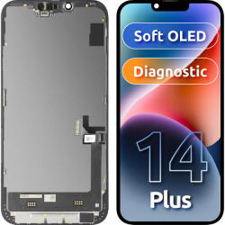 MP Piese si componente Display cu Touchscreen MP compatibil cu Apple iPhone 14 Plus, cu Rama, Versiune Soft OLED FHD Diagnostic, Negru (dis/mp/ai14pld/cu/ve/ne)